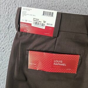 Louis Raphael Rosso Mens Brown Super 150s Luxe Twill Dress Pants 33x30 NEW NWT